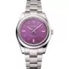Men Rolex Oyster Perpetual Red Grape Dial Stainless Steel Case And Bracelet
