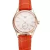 Men Rolex Cellini White Dial Rose Gold Case Light Brown Leather Strap