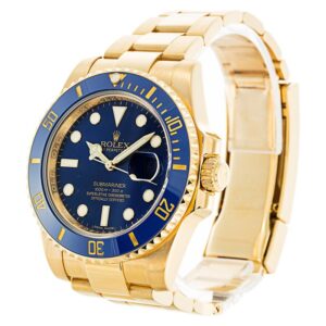 Men Rolex Submariner Blue Dial Gold 116618LB