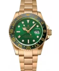 Men Rolex GMT Master II Green Dial And Bezel Gold Case And Bracelet 1453750
