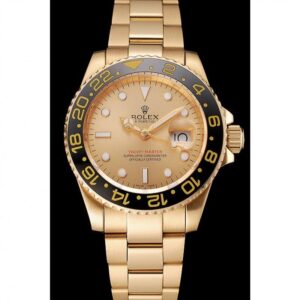 Men Rolex GMT Master II Gold Dial Black Bezel Gold Case And Bracelet 1453749