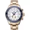 Men Rolex Yacht-Master II White Dial Blue Bezel Gold Bracelet 622271