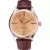 Men Rolex Cellini Gold Dial And Bezel Stainless Steel Case Brown Leather Strap 622840