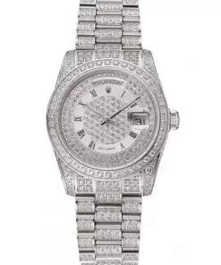 Men Rolex Day-Date Diamond Pave Dial Diamond Case Diamond Bracelet 1453950
