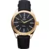 Men Rolex Cellini Black Dial Gold Case Black Leather Strap 622832