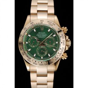 Men Rolex Cosmograph Daytona Green Dial Rose Gold Case And Bracelet 1454244