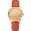 Men Rolex Cellini Gold Dial And Markings Gold Case Light Brown Leather Strap