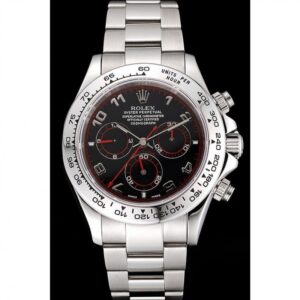 Men Rolex Daytona Stainless Steel Bracelet Black Dial 80296