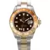 Men Rolex GMT Master II Gold Colored Ceramic Bezel Brown Dial Watch