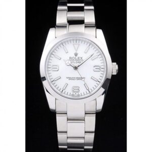 Men Rolex Explorer Polished Stainless Steel White Dial 98086