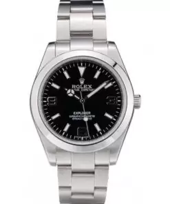 Men Rolex Explorer Stainless Steel Bezel Black Dial 42002