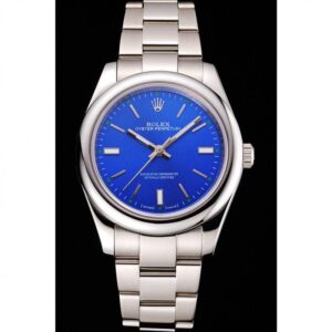 Men Rolex Oyster Perpetual Blue Dial Stainless Steel Case And Bracelet