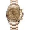 Men Rolex Cosmograph Daytona Brown Dial Diamond Numerals Gold Case And Bracelet 1454245