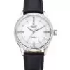 Men Rolex Cellini Time Silver Case White Dial Black Leather Bracelet 622653