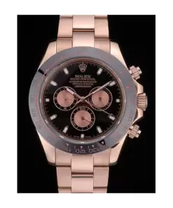 SWISS Rolex Daytona Black Ion Plated Tachymeter Rose Gold Strap Black Dial Best Luxury Watches SRL13497